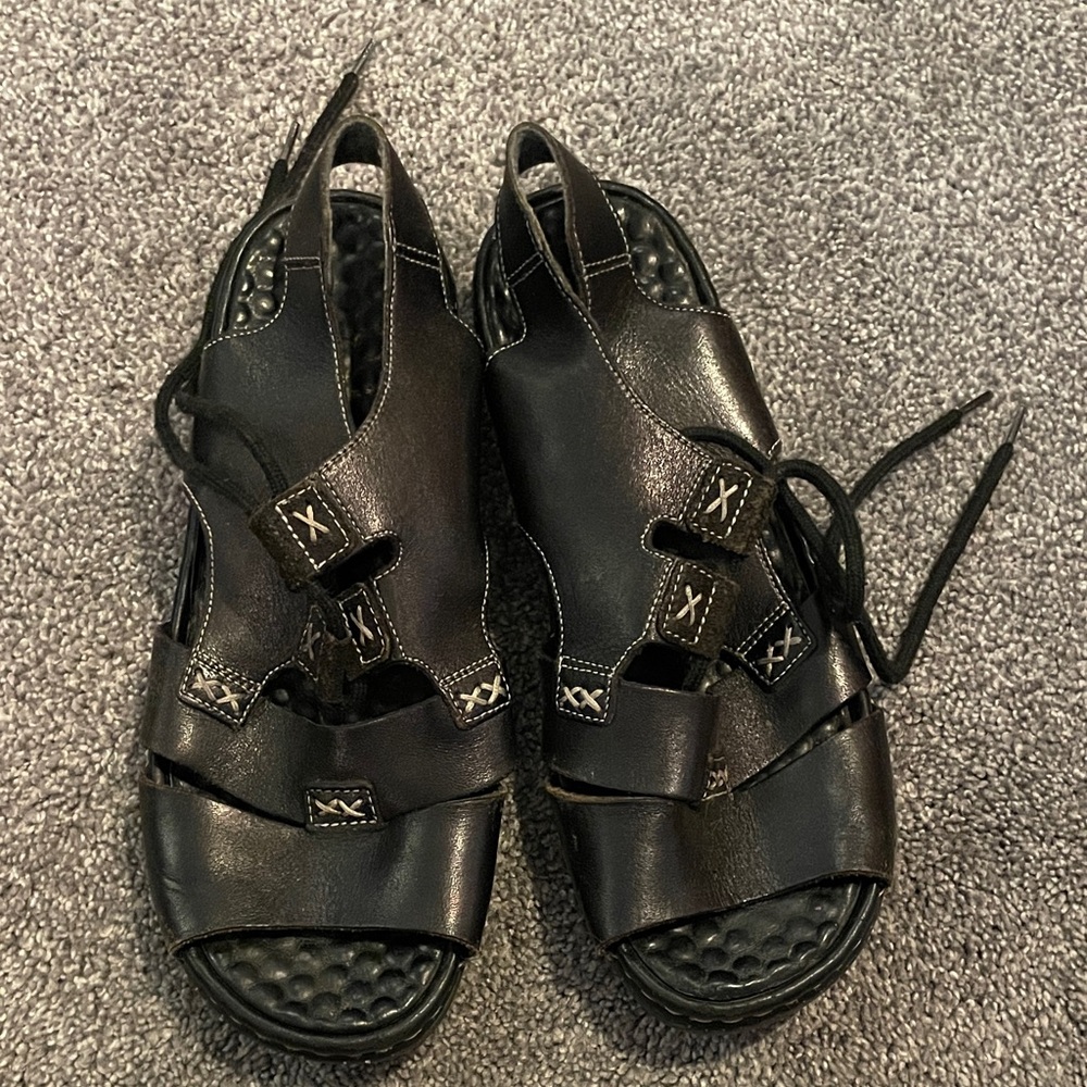 Rieker Black Leather Sandals